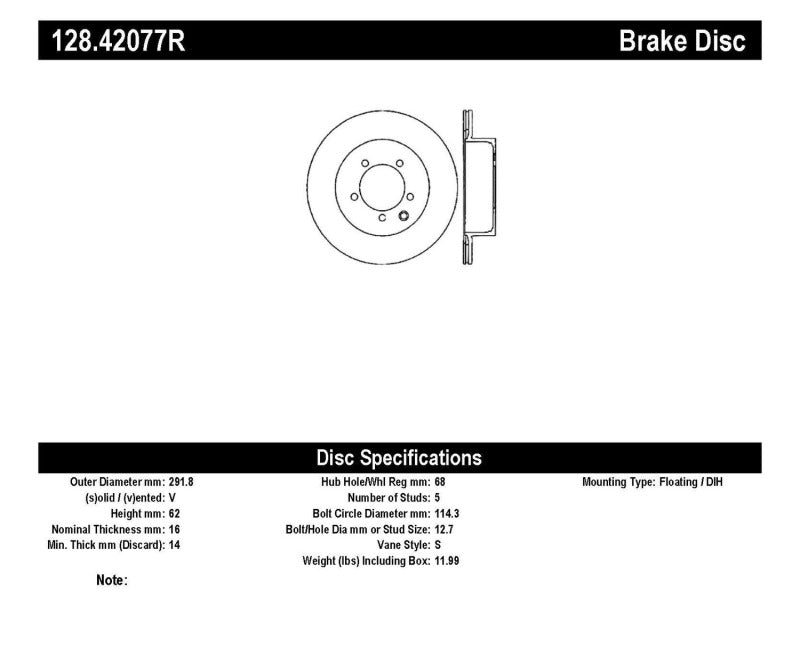 Stoptech 128.42077R 03-04 Infiniti G35 / 03-05 G35X / 03-05 Nissan 350Z Cross Drilled Right Rear Rotor