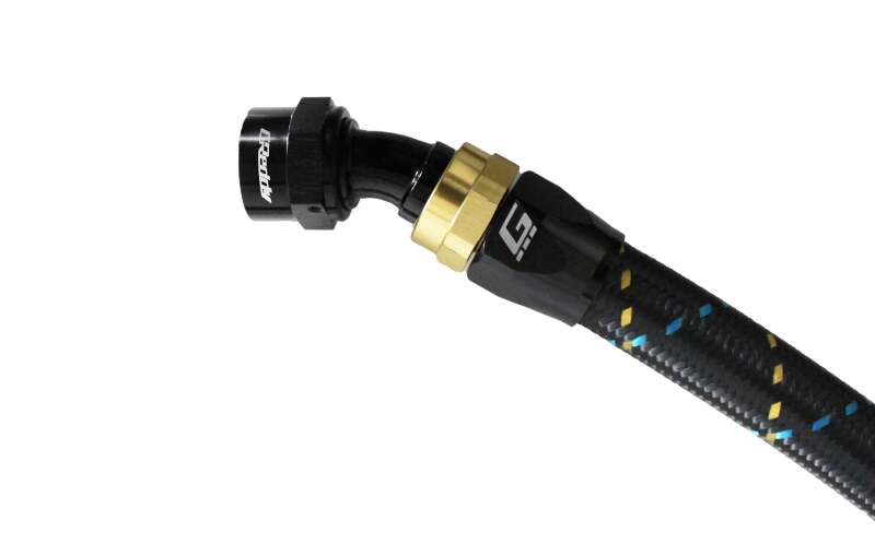 GReddy 12800830 AN08 30 DEGREE HOSE END SWIVEL BLACK/GOLD ANODIZED