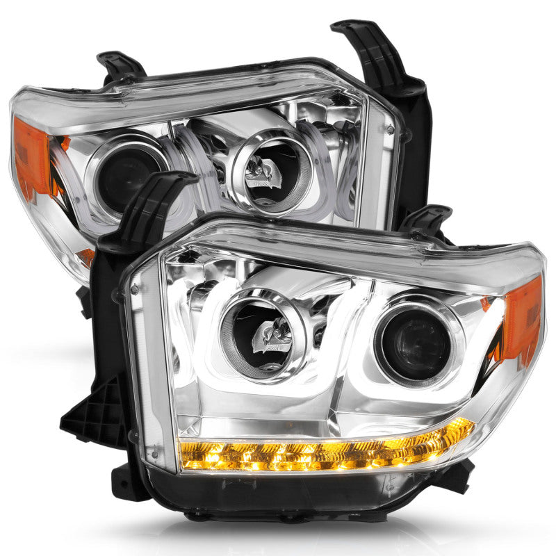 ANZO 111327 2015 fits Toyota 14-20 Tundra Projector Headlights w/ U-Bar Chrome w/ DRL