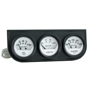 AutoMeter 2324 Autometer AutoGage Analog Console Oil/Water Temp/Volt 2in Gauges White Dial - Black Bezel
