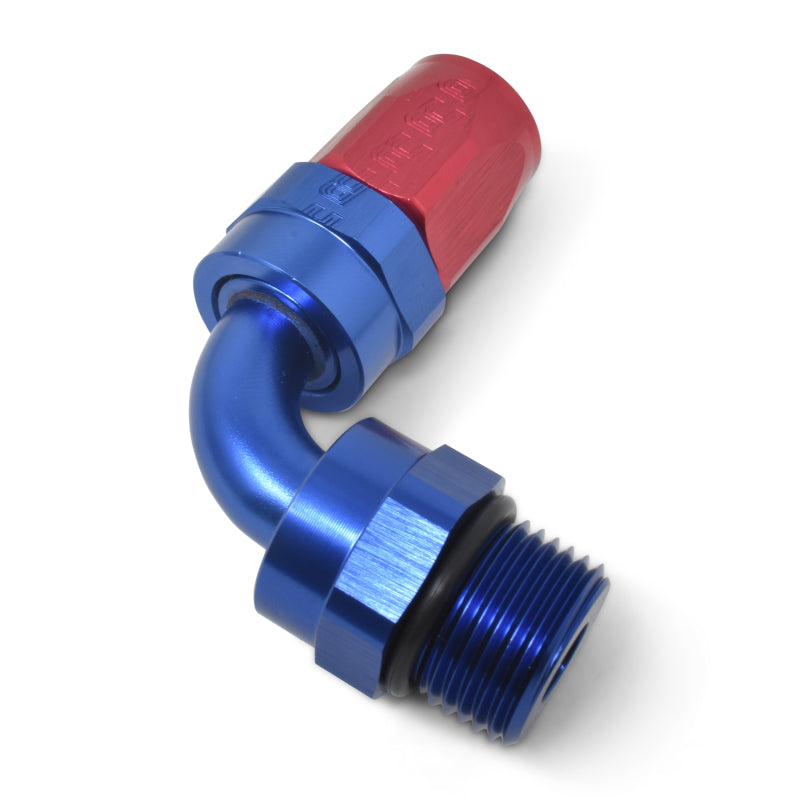 Russell 612460 Performance Hose End #6 Hose to #6 Radius Inlet Port Swivel 90 Deg Red/Blue