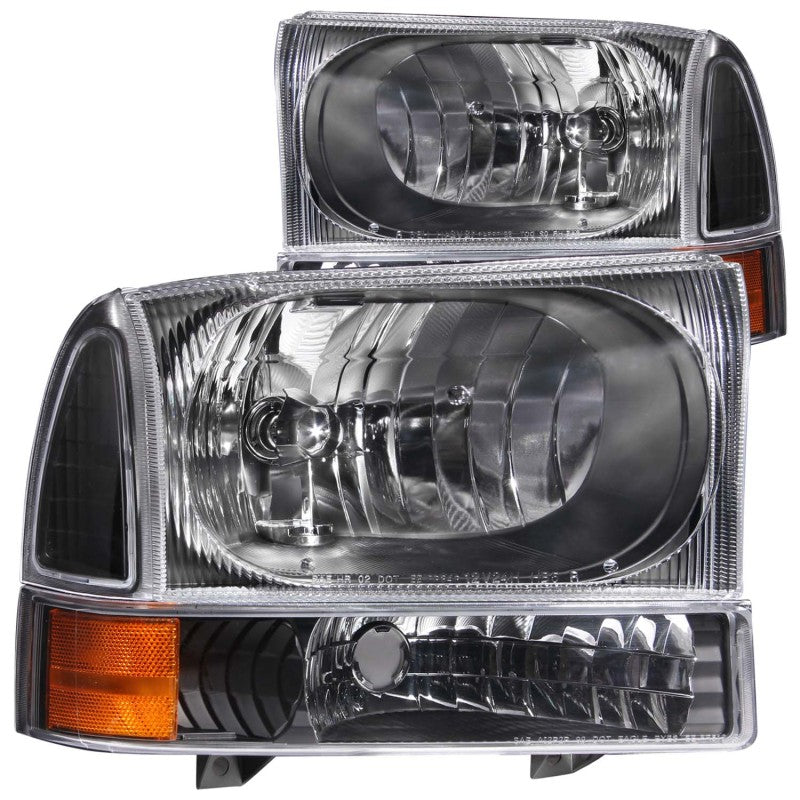 ANZO 111080 2004 fits Ford 00-20 Excursion Crystal Headlights Black