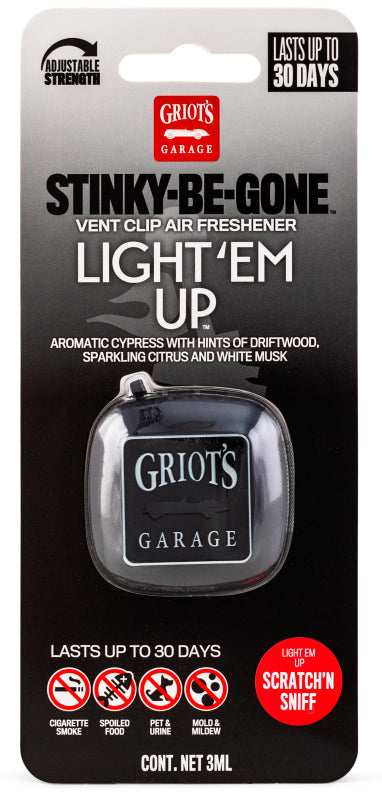 Griots Garage 10799 Stinky-Be-Gone Vent Clip Air Freshener - Light Em Up