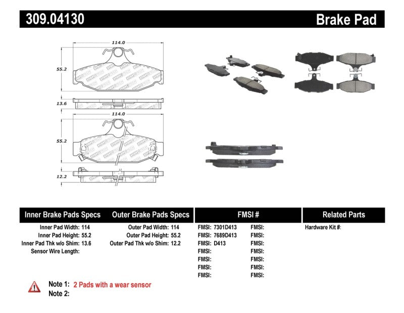 Stoptech 309.0413 Performance Brake Pads