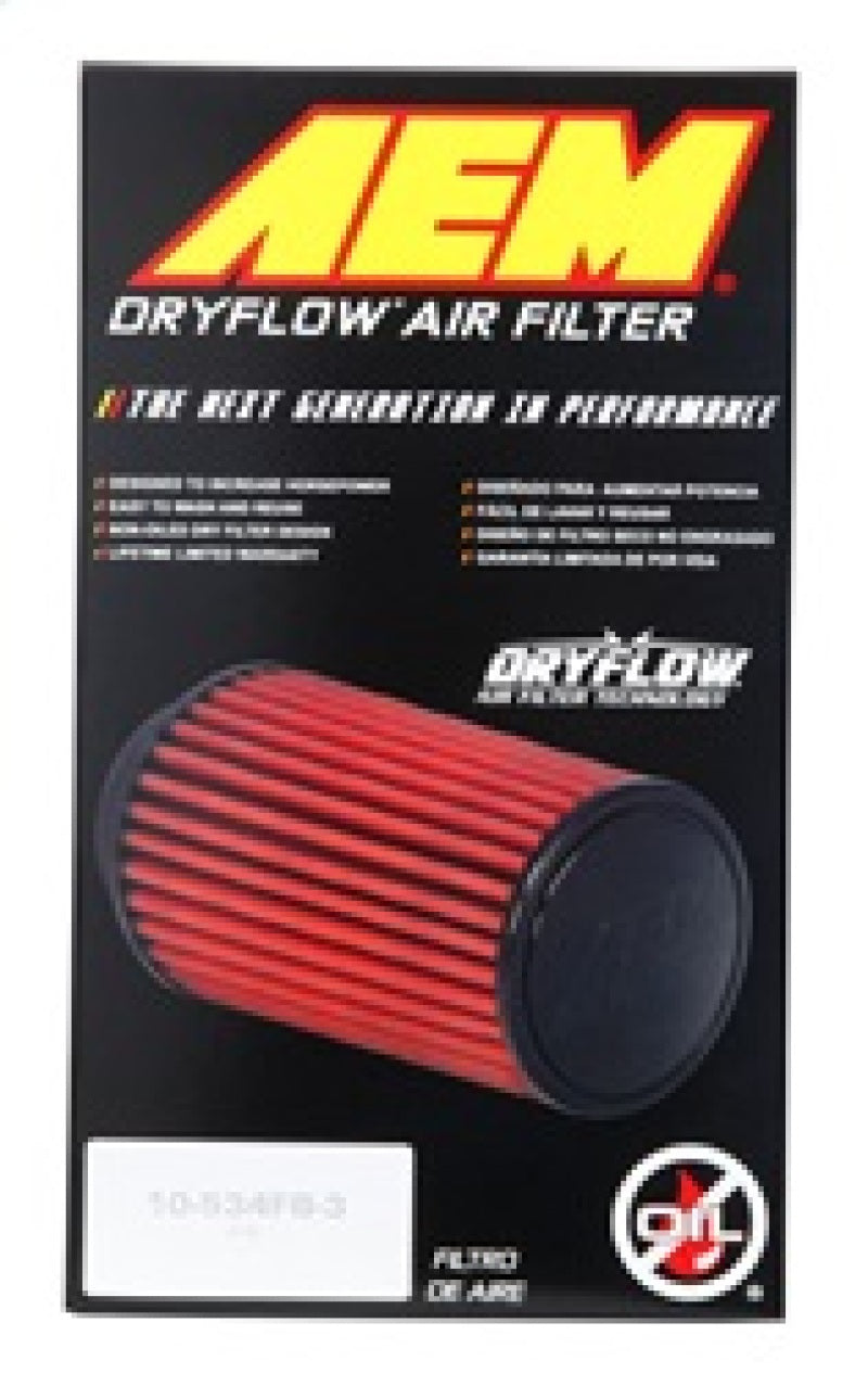 AEM 21-203D-XK DryFlow Air Filter - Round Tapered 5in Top OD x 6 Base OD x 5.563in H x 3in Flange ID