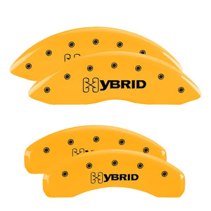 MGP 14002SHYBYL 4 Caliper Covers Engraved F & R fits GM Style Yellow Finish Blac