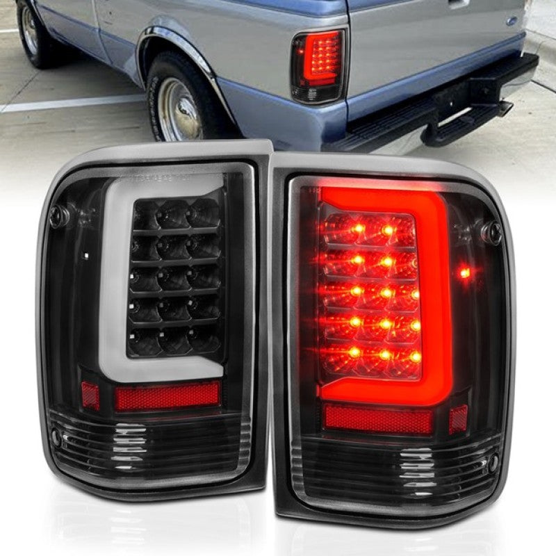 ANZO 311359 1997 fits Ford 93-19 Ranger LED Tail Lights w/ Light Bar Black Housing Clear Lens