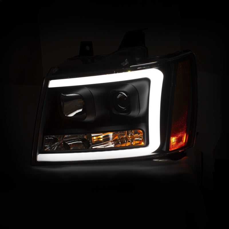 ANZO 111402 fits Chevy 07-14 Tahoe Projector Headlights w/ Plank Style Design Black w/ Amber