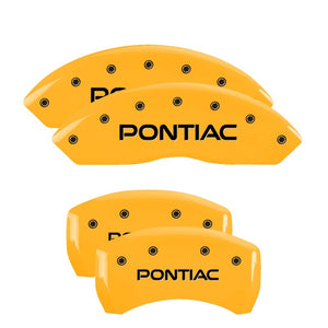 MGP 18030SPOPYL 4 Caliper Covers Engraved Front & Rear fits Pontiac Yellow Finis