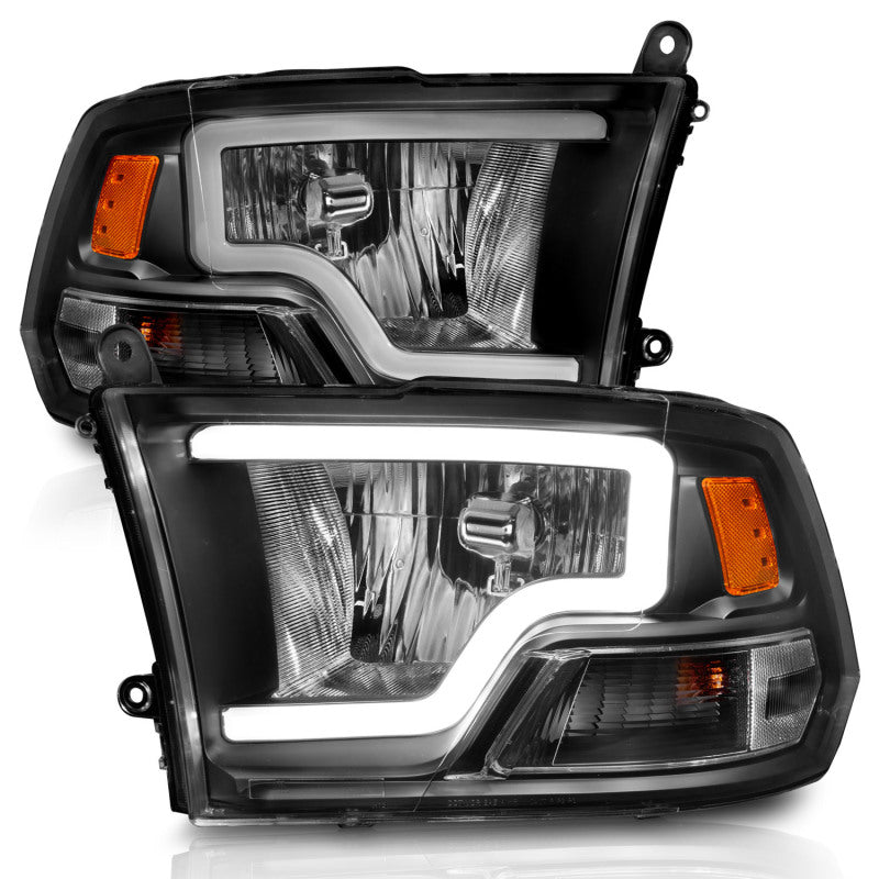 ANZO 111515 2018 fits Dodge 09-20 Ram 1500 Crystal Headlights w/ Light Bar Black Housing