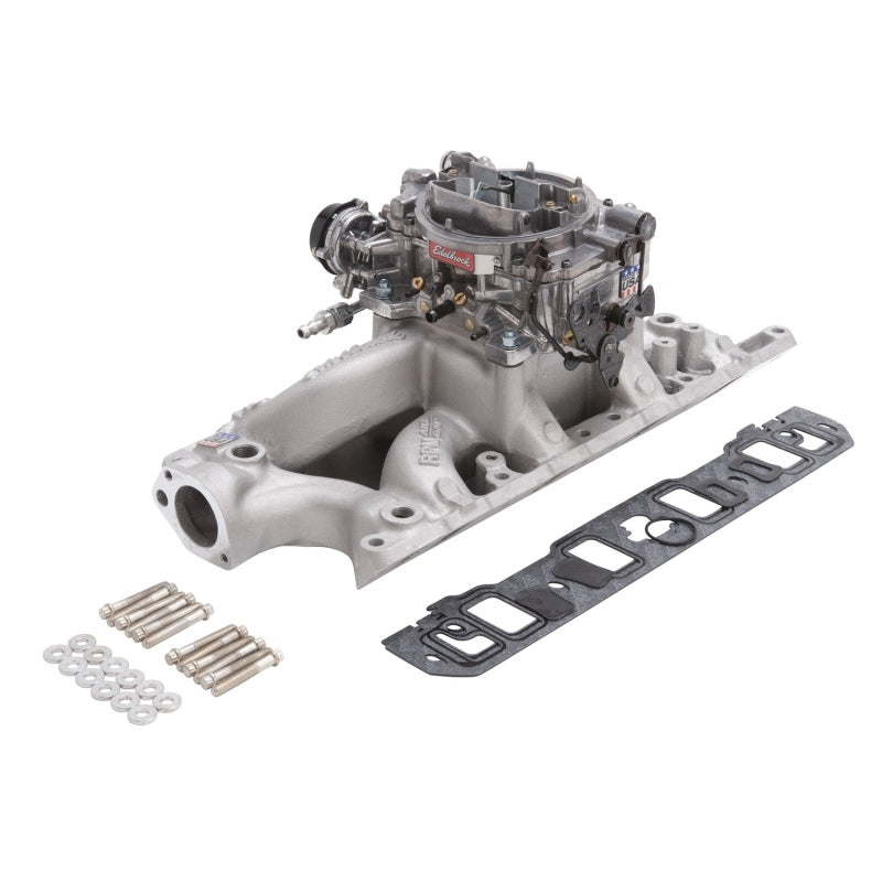 Edelbrock 2033 Manifold And Carb Kit Performer RPM Air-Gap Small Block fits Ford 289-302 Natural Finish