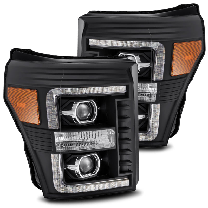 AlphaRex 880142 fits Ford 11-16 F-250 SD PRO-Series Projector Headlights Plank Style Design Black w/Seq Signal