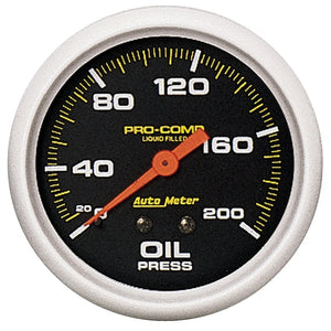 AutoMeter 5422 AutoMeter Gauge Oil Press 2-5/8in. 200PSI Liquid Filled Mech Pro-Comp