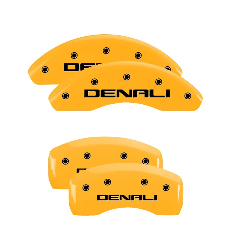 MGP 34215SDNLYL 4 Caliper Covers Engraved Front & Rear Denali Yellow Finish Blac