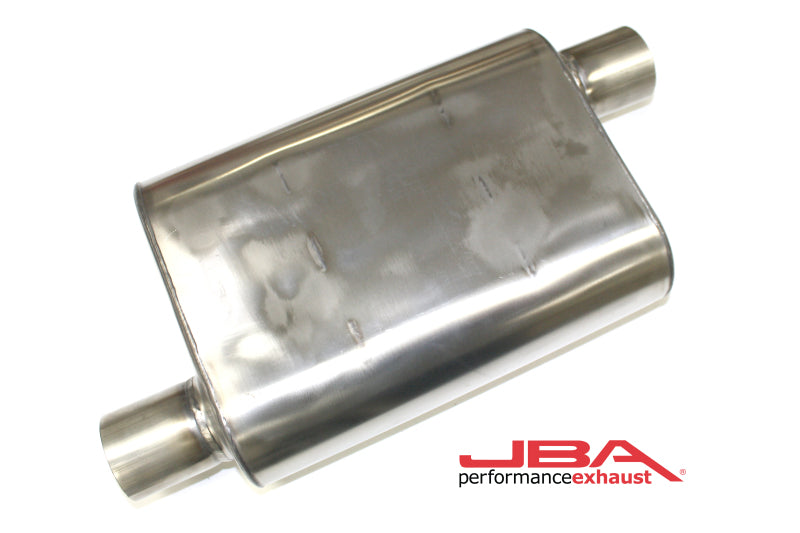 JBA 40-251300 Universal Chambered Style 304SS Muffler 13x9.75x4 2.5in Inlet Diameter Offset/Offset