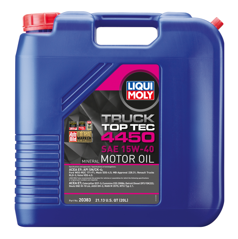 LIQUI MOLY 20383 20L Top Tec Truck 4450 Motor Oil SAE 15W40