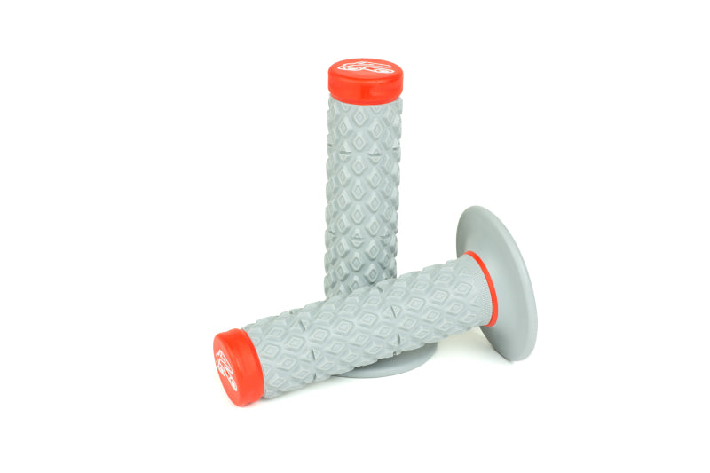 Renthal G209 Soft/Firm MX Dual Compound Grips Tapered 1/2 Waffle - Gray/Red