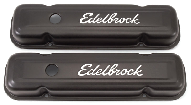 Edelbrock 4453 Valve Cover Signature Series fits Pontiac 1962-1979 301-455 CI V8 Low Black