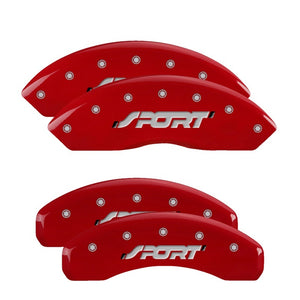 MGP 10119SSPORD 4 Caliper Covers Engraved Front & Rear SPORT Red finish silver c