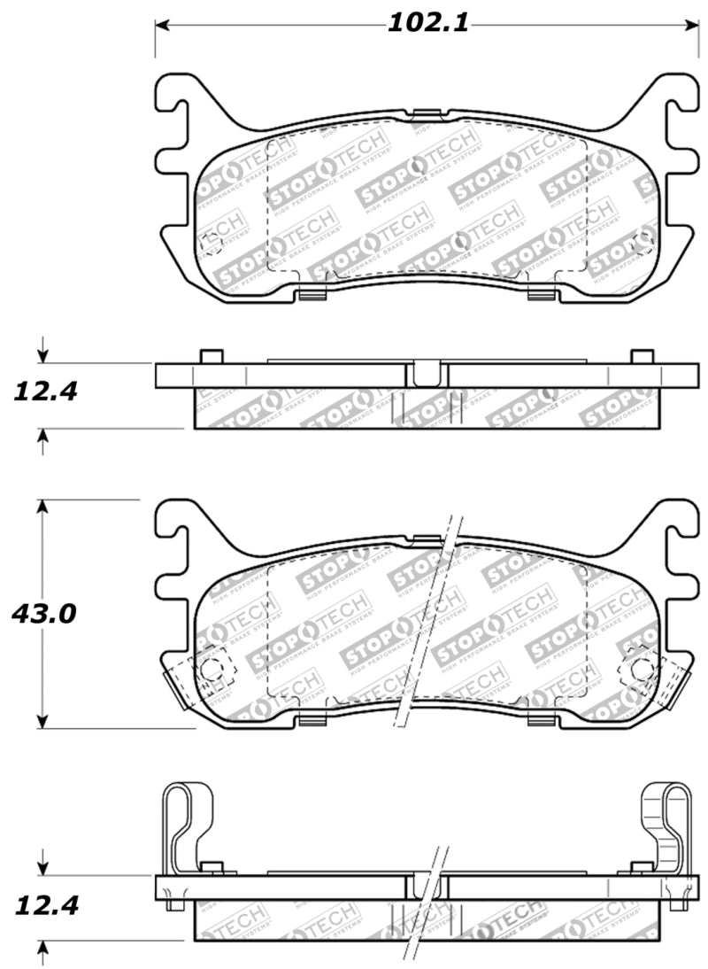 Stoptech 309.0636 Performance 94-97/99-05 fits Miata w/ Normal Suspension Rear Brake Pads D636