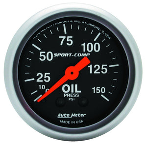 AutoMeter 3323 Autometer Sport Comp 52mm Mechanical 0-150 PSI Oil Pressure Gauge