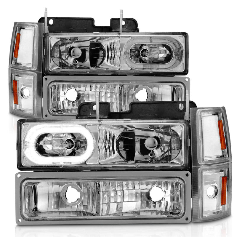 ANZO 111508 fits Chevrolet 88-98 C1500 Crystal Headlights Chrome Housing w/ Signal and Side Marker Lights