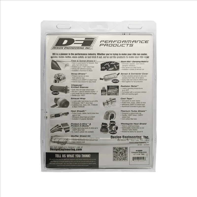 DEI  10059 Exhaust Wrap 1.5in x 30ft - EXO - Tan