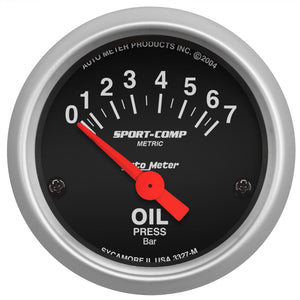 AutoMeter 3327-M Autometer Sport-Comp 52mm 0-7 Bar Short Sweep Electronic Oil Pressure Gauge