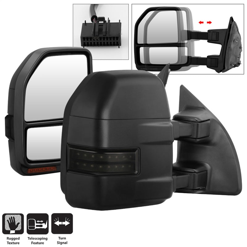 xTune 9943119 08-15 fits Ford Super Duty LED Telescoping Manual Mirrors - Smk (