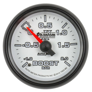 AutoMeter 7503-M2 Autometer Phantom II Gauge Vac/Boost 2 1/16in -1 - +2 Bar Mechanical Phantom II