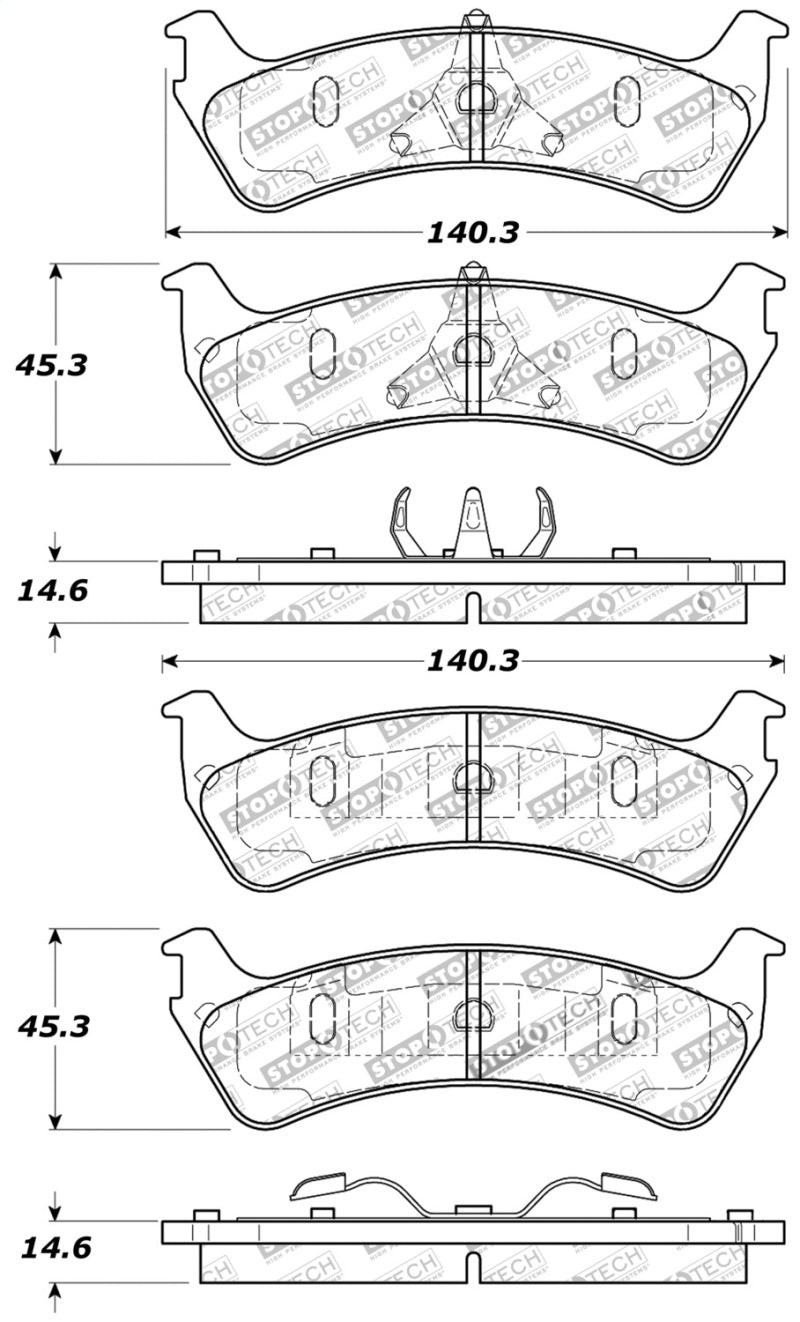 Stoptech 309.0667 Sport Brake Pads w/Shims and Hardware - Rear