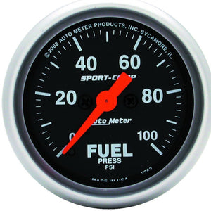 AutoMeter 3363 Autometer Sport-Comp 52mm 0-100 PSI Electronic Fuel Pressure Gauge