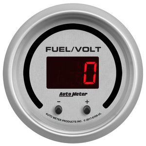 AutoMeter 6709-UL Autometer 52.4mm Silver Switchable 0-100 Fuel Level/8-18V Voltmeter Ultra-Lite Elite Digital Gauge