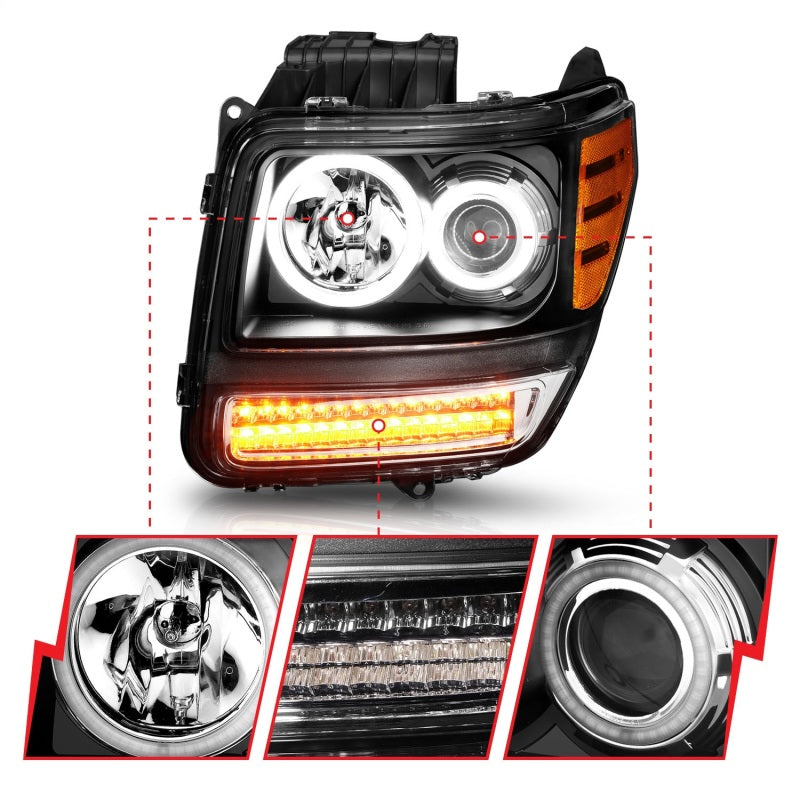 ANZO 111145 2012 fits Dodge 07-20 Nitro Projector Headlights w/ Halo Black (CCFL) G2