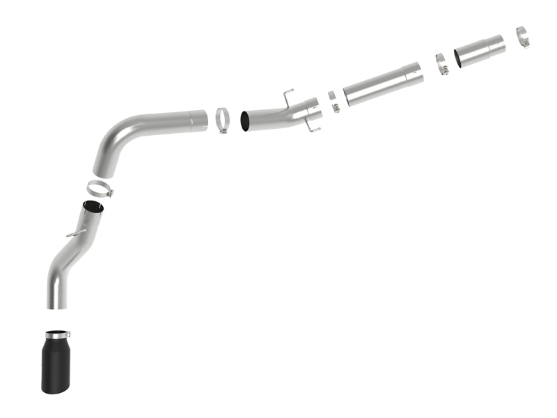 AFE 49-42078-B Bore HD 5in 409SS DPF-Back Exhaust System w/Black Tip 19-20 fits