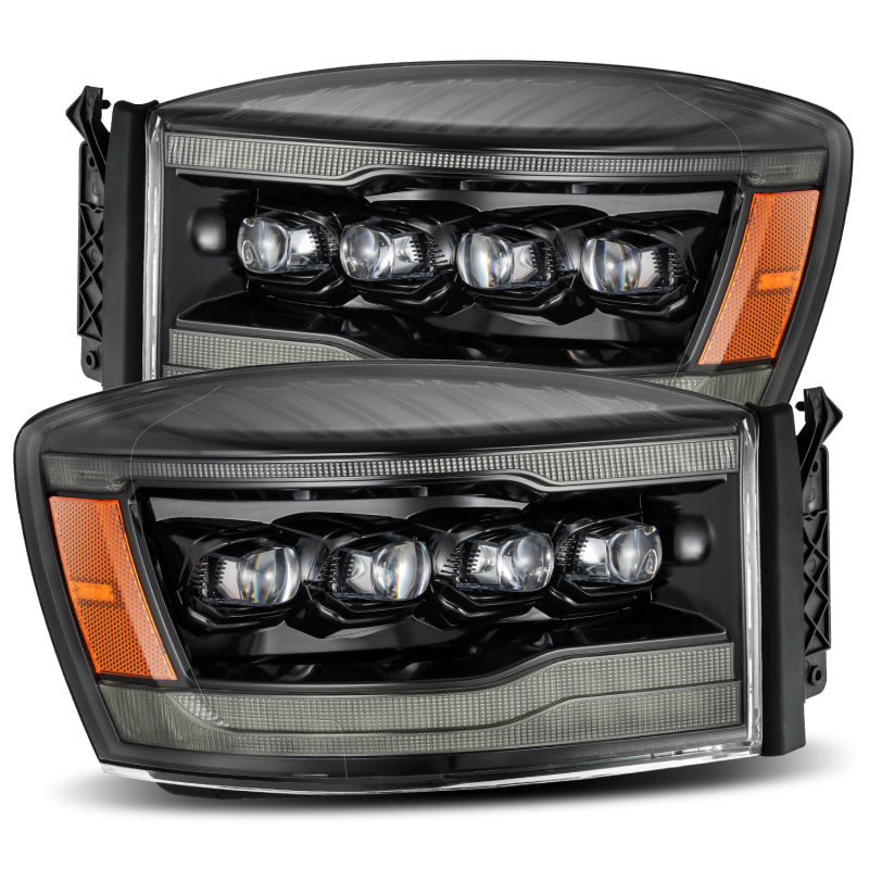 AlphaRex 880538 fits Ram 06-08 1500HD NOVA LED Proj Headlights Plnk Style Alpha Blk w/Seq Signal/DRL/Amber LED