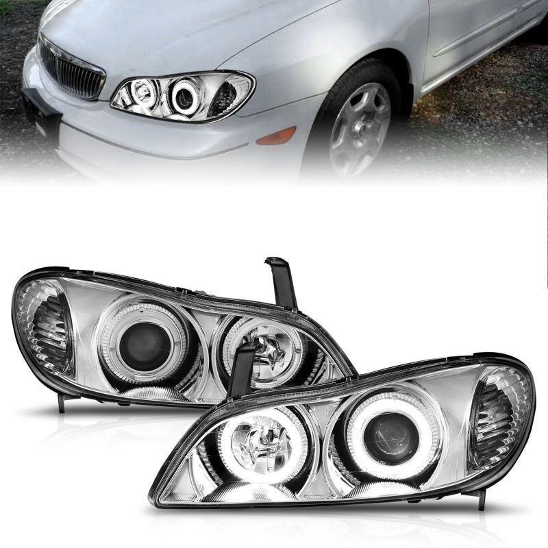 ANZO 121078 2004 fits Infiniti 00-20 I30 Projector Headlights w/ Halo Chrome