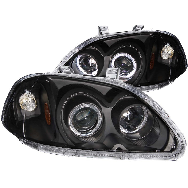 ANZO 121068 1998 fits Honda 96-19 Civic Projector Headlights w/ Halo Black