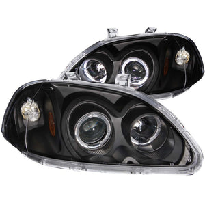 ANZO 121068 1996-1998 fits Honda Civic Projector Headlights w/ Halo Black