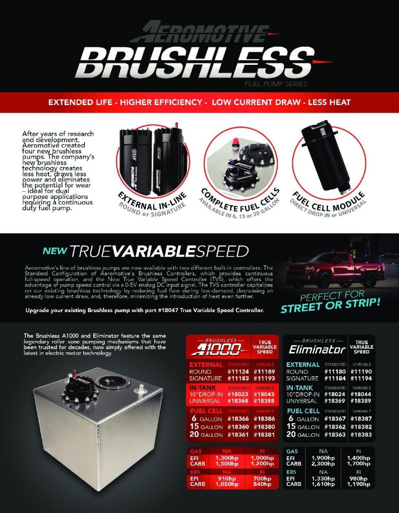 Aeromotive  18389 Variable Speed Controlled Fuel Pump -In-Tank - Universal - Bru