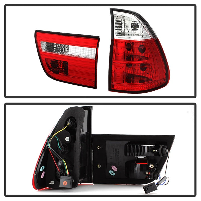 Spyder 5000835 fits BMW 00-06 E53 X5 4PCS Euro Style Tail Lights- Red Clear ALT
