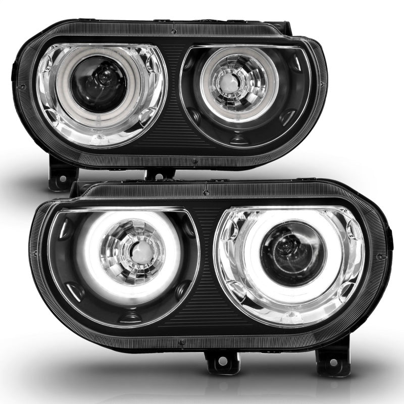 ANZO 121308 2014 fits Dodge 08-20 Challenger Projector Headlights w/ Halo Black (CCFL)