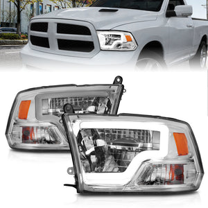 ANZO 111540 2009-2020 fits Dodge Ram 1500 Full LED Square Projector Headlights w/ Chrome Housing Chrome Amber