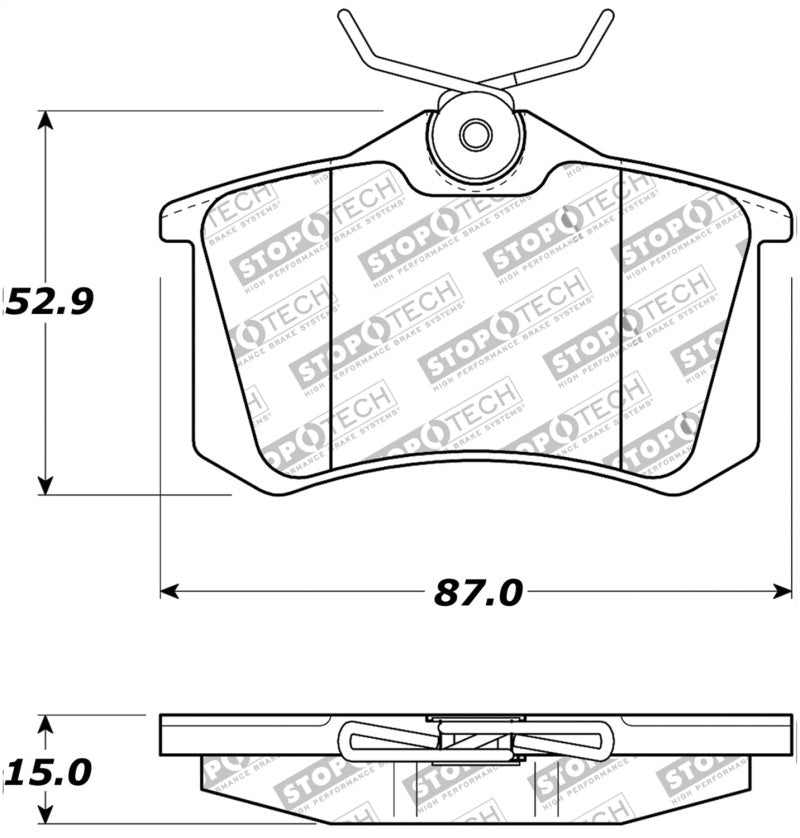 Stoptech 309.034 02-08 fits Audi A4 Quattro / 2/99-02 Audi S4 / 93-10 VW Golf GL/GLS Performance Rear Brake Pads