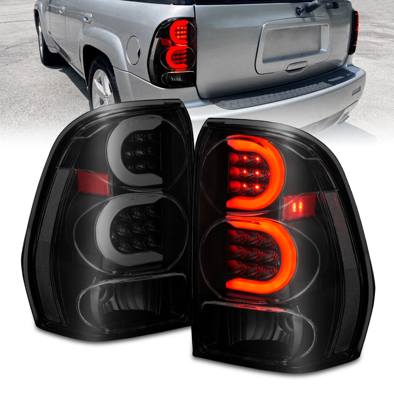 ANZO 311372 2009 fits Chevrolet 02-20 Trailblazer LED Tail Lights w/ Light Bar Black Housing Smoke Lens