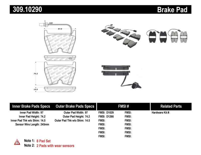 Stoptech 309.1029 Performance Brake Pads