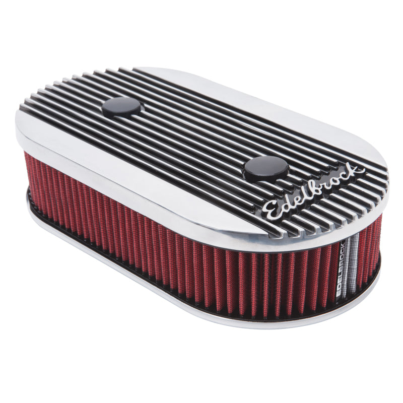 Edelbrock 4272 Air Cleaner Elite II Oval Dual-Quad Carbs 2 5In Red Element Polished