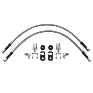 Wilwood flexline kit 18IN OAL M12X1.0 IF 90 deg 1/8-27 NPT -3 W/FLAT bracket