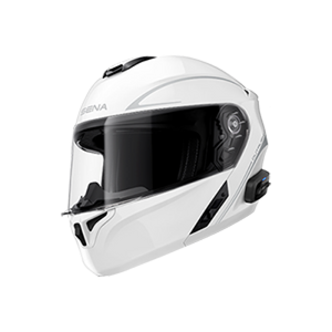 Sena Technologies Outrush R Flip-Up Bluetooth Helmet Glossy White - Medium