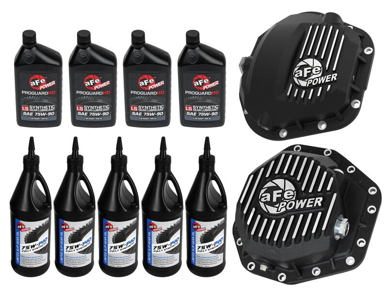 aFe 46-7705AB Power Front/Rear Diff Cover Kit w/ Oil 17-22 fits Ford Diesel V8 (Dana Super 60 & Dana M275-14)